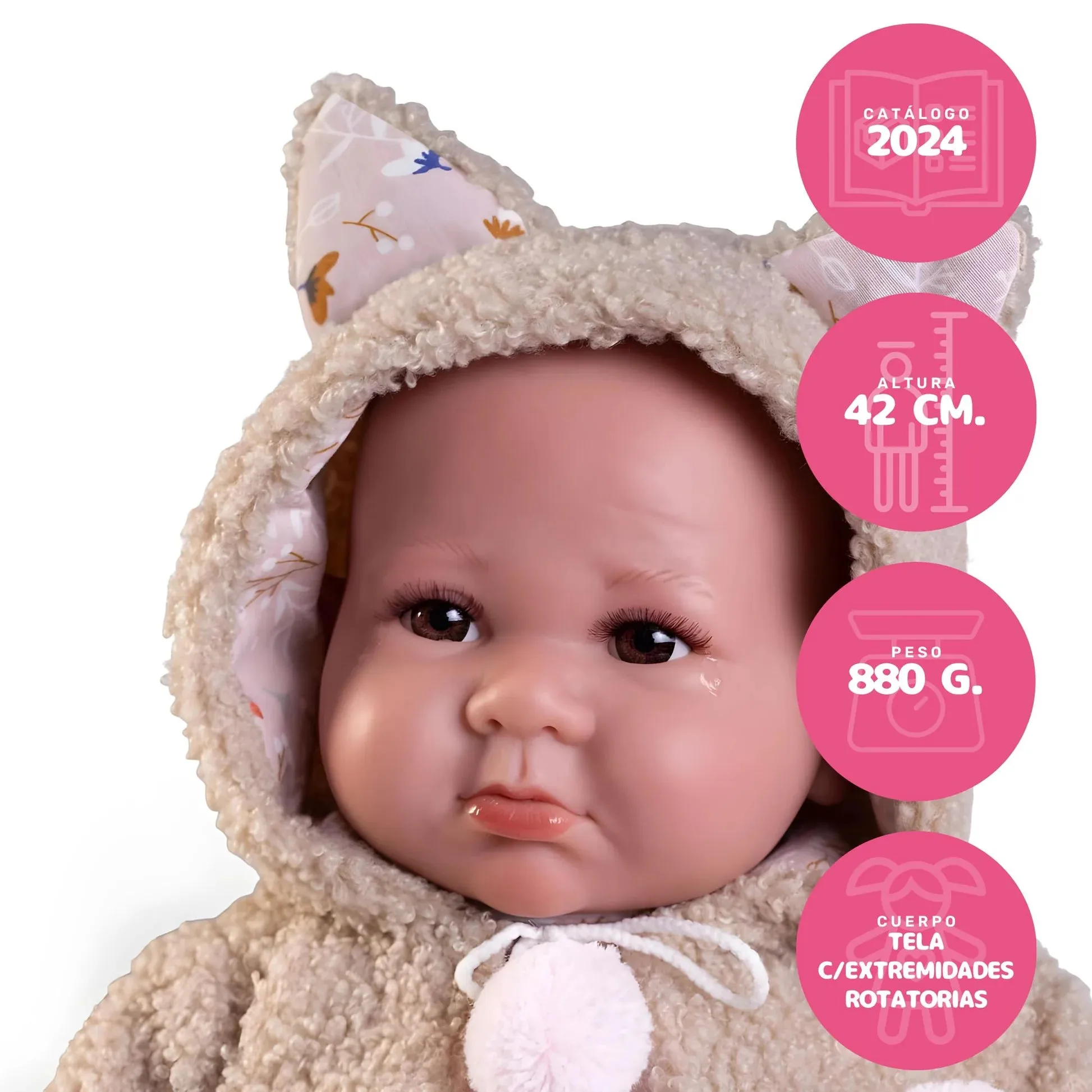Antonio Juan 33362 Newborn Luca Doll 42cm with Sheepskin Jacket