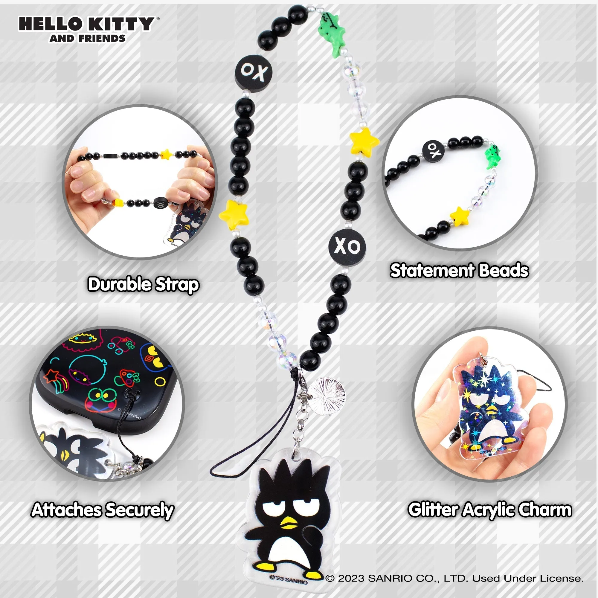 Badtz-maru Beaded Charm Mobile Phone Wrist Strap SANRIO