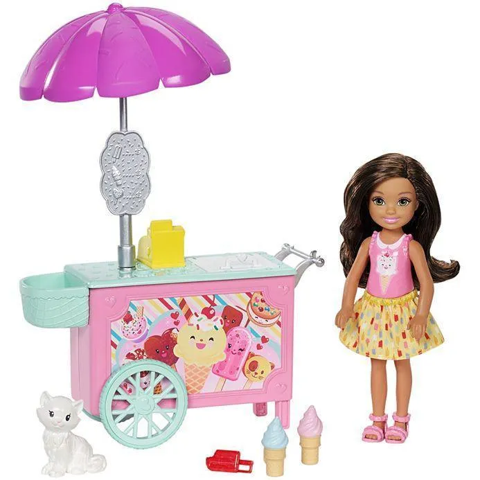 Barbie Club Chelsea Doll and Ice Cream Cart FDB33