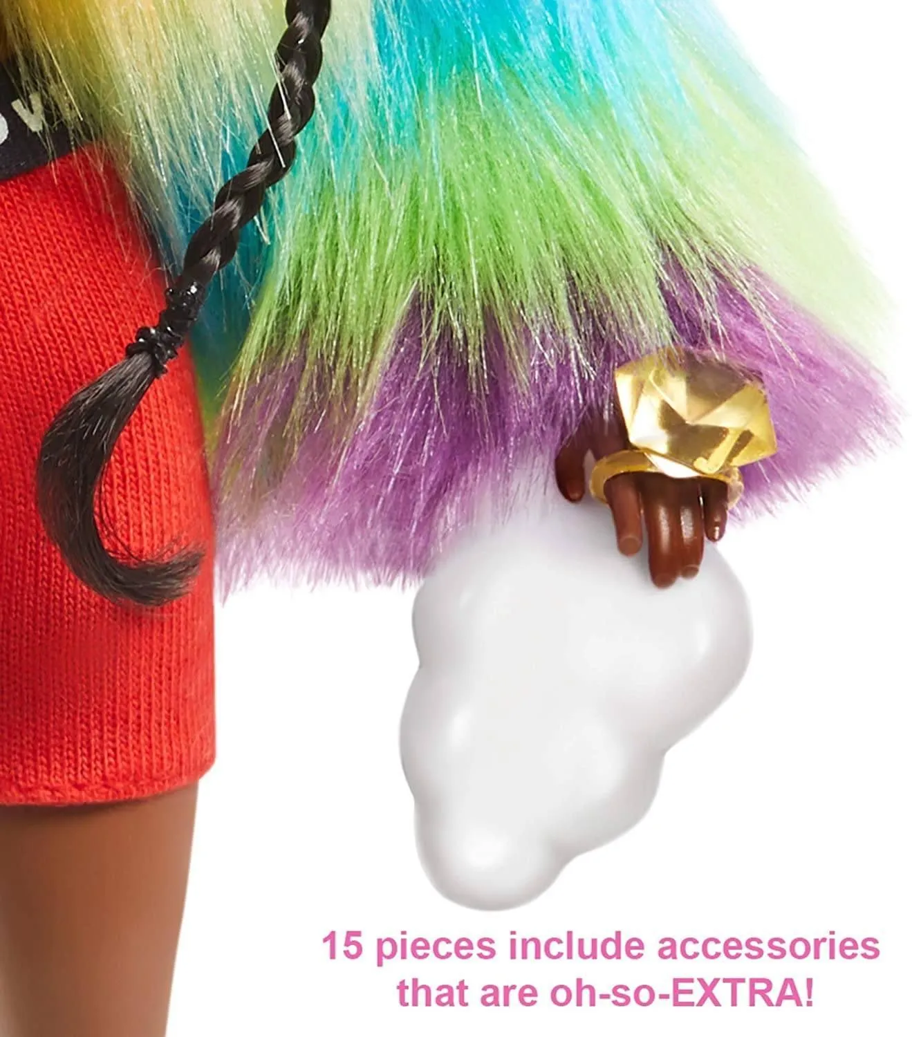 Barbie Extra Doll  #1 in Rainbow Coat with Pet Poodle