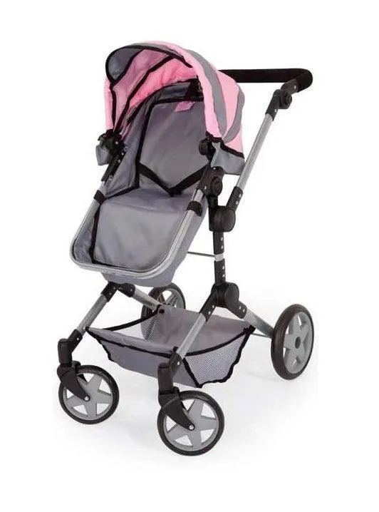 Bayer Design Neo Pro Large Doll's Pram - Grey/Pink