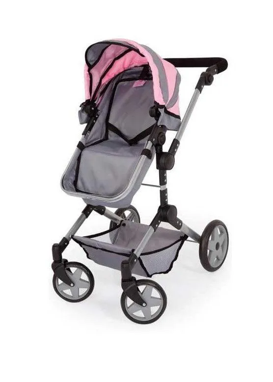Bayer Design Neo Pro Large Doll's Pram - Grey/Pink