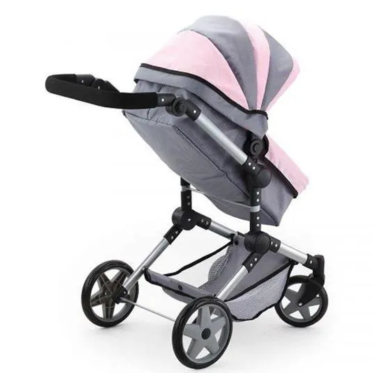 Bayer Design Neo Pro Large Doll's Pram - Grey/Pink