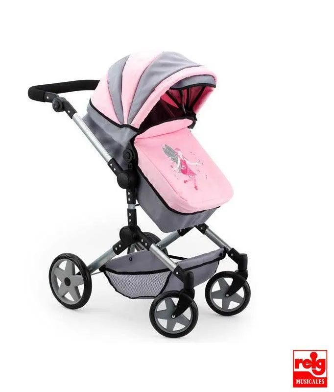 Bayer Design Neo Pro Large Doll's Pram - Grey/Pink
