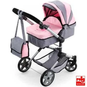 Bayer Design Neo Pro Large Doll's Pram - Grey/Pink