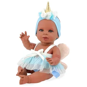 Berjuan 3137 Andrea Baby Mulata Unicorn Blue Doll 38cm