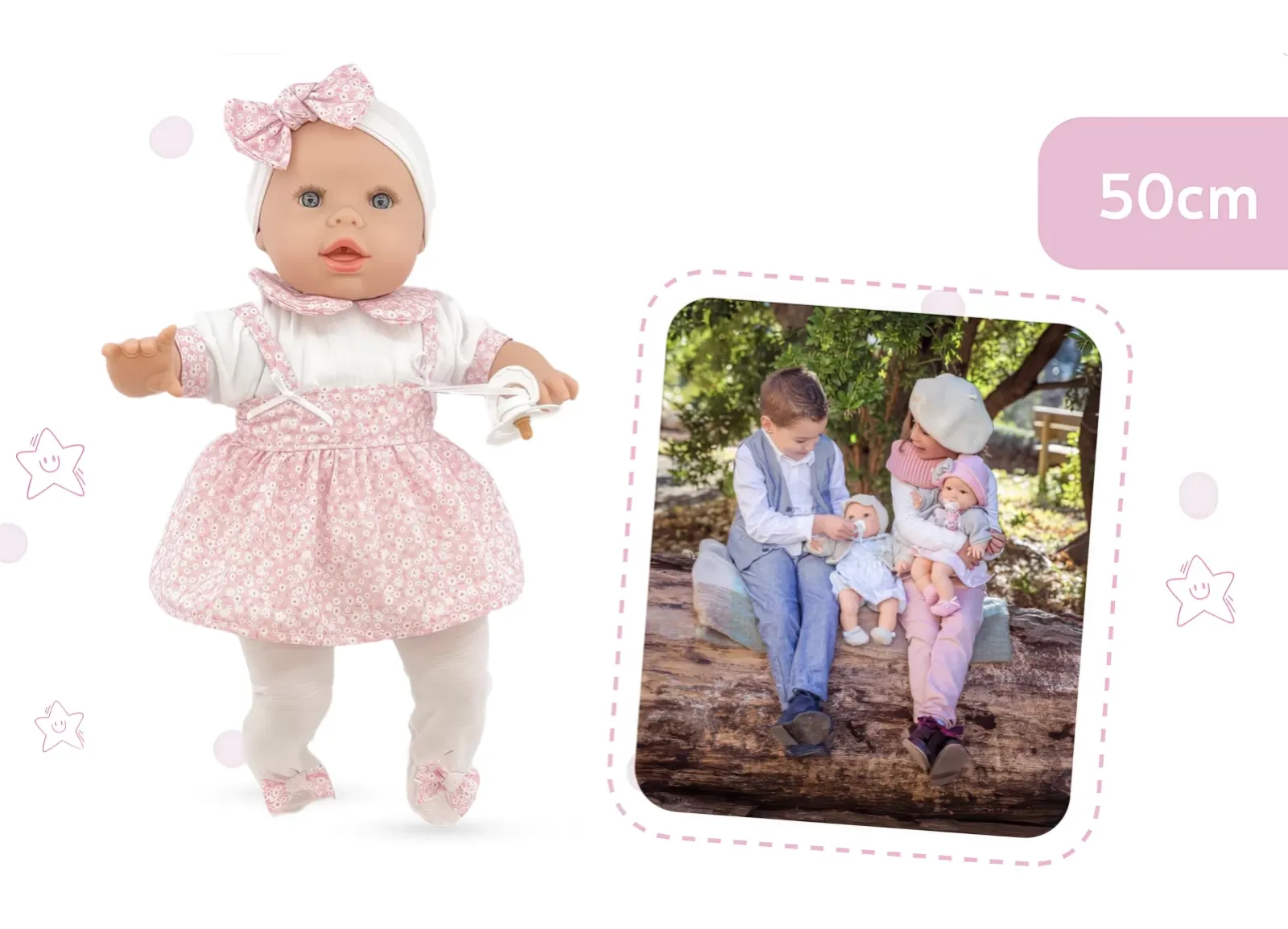 Berjuan 6026 Baby Llorn Doll 50cm Crybaby Pink Flowers