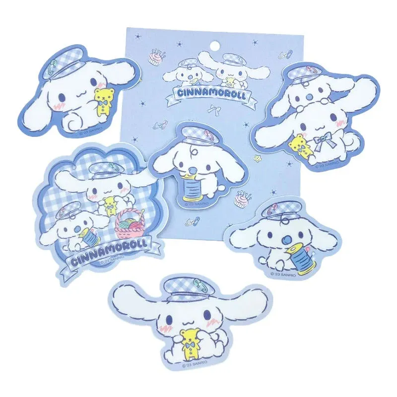 Cinnamoroll 6-Piece Decorative Sticker Set (Gingham Paperboy Series) SANRIO
