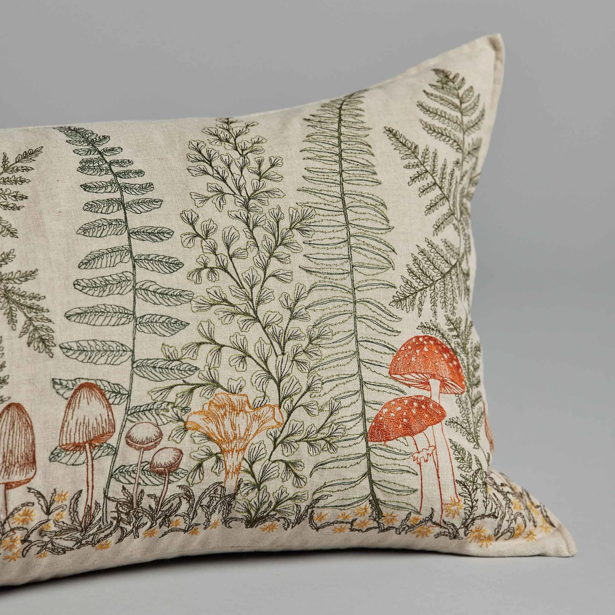 Coral & Tusk Mushrooms and Ferns Lumbar Pillow Odin Parker