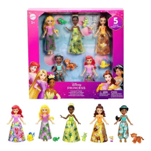 Disney Princess & Friends Set with 5 Posable Small Dolls