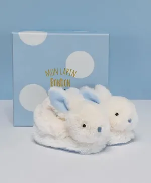 Doudou et Compagnie Lapin Bonbon - Booties With Rattle Blue