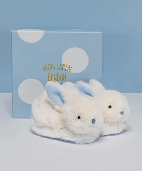 Doudou et Compagnie Lapin Bonbon - Booties With Rattle Blue