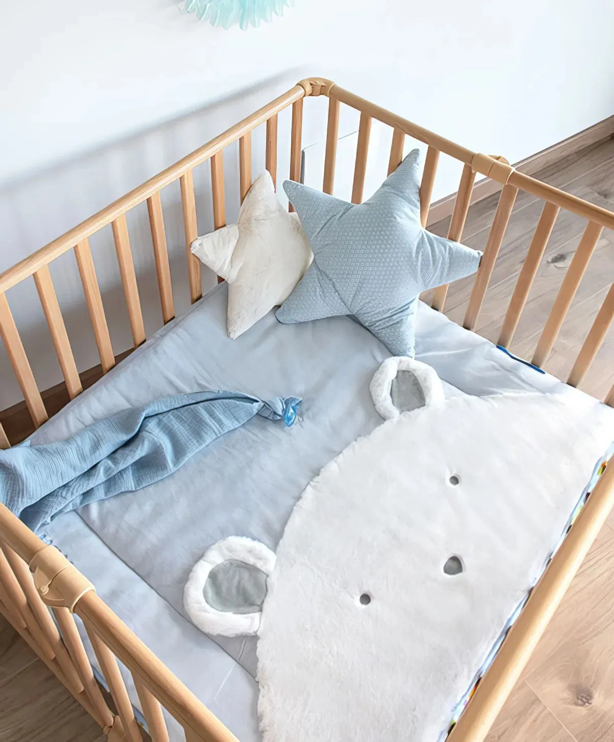 Doudou et Compagnie Light Blue Bear Playpen Mat