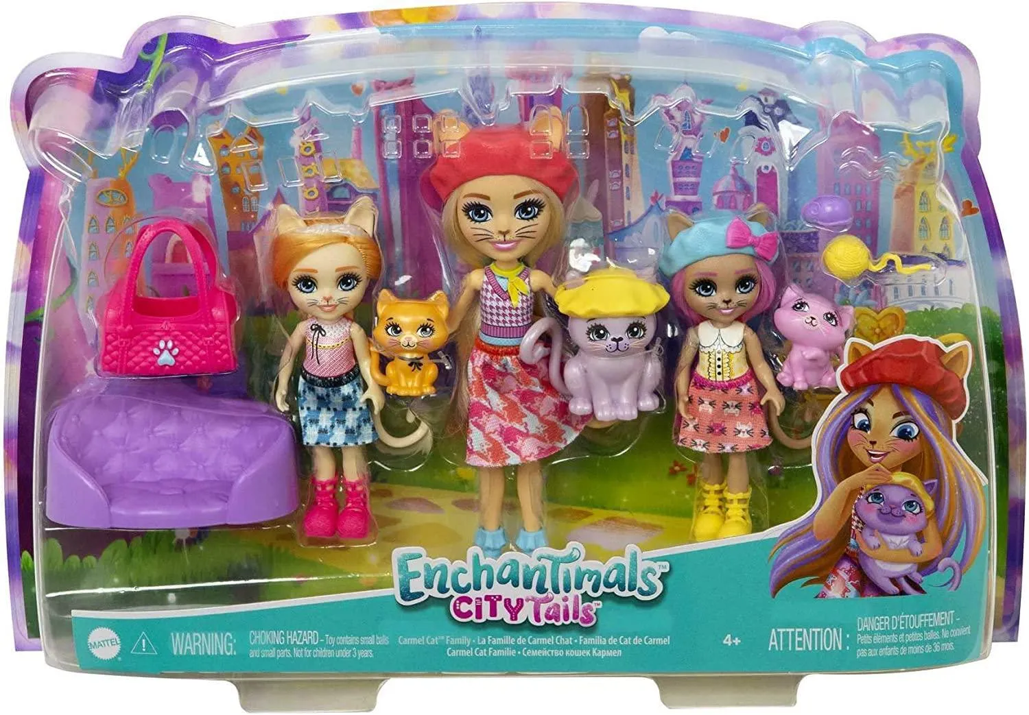 Enchantimals City Tails Carmel Cat Family