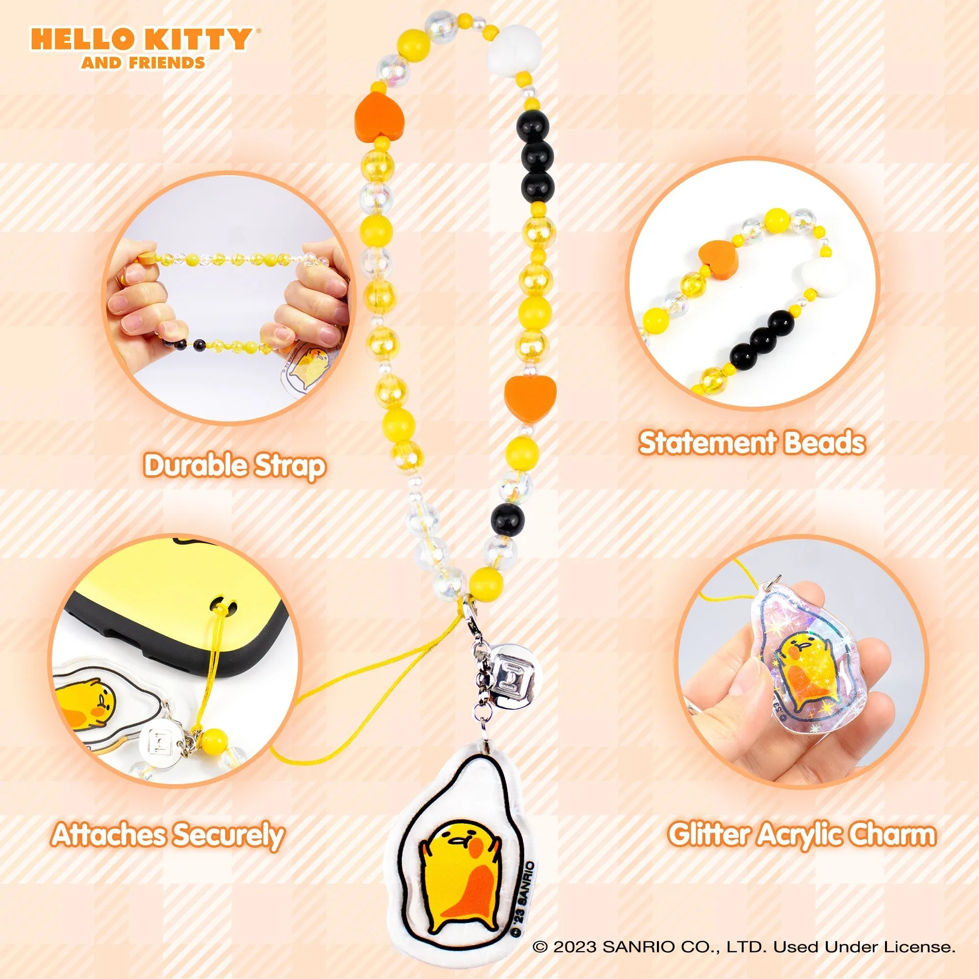 Gudetama Beaded Charm Mobile Phone Wrist Strap SANRIO