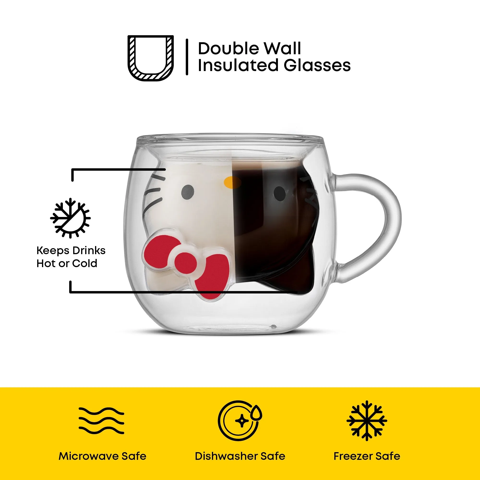 Hello Kitty 3D Double Wall Espresso Glass SANRIO