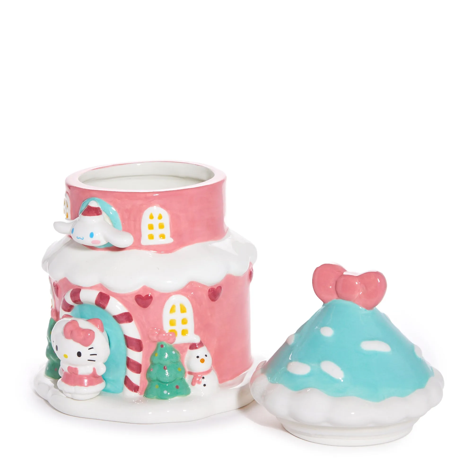 Hello Kitty and Cinnamoroll Ceramic Holiday Cottage Cookie Jar SANRIO