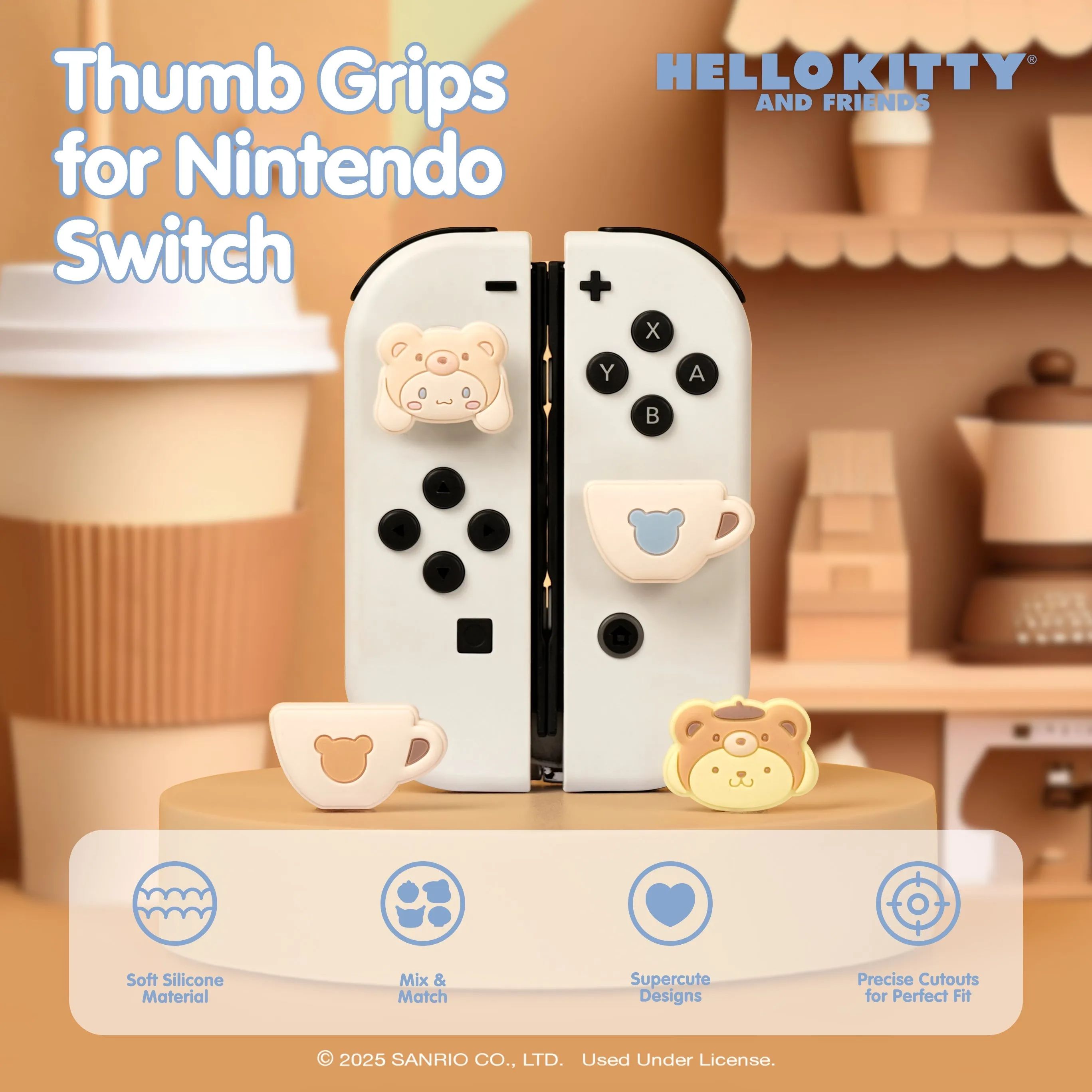 Hello Kitty and Friends Latte Bear Switch Grip Caps (Cinnamoroll   Pompompurin) SANRIO