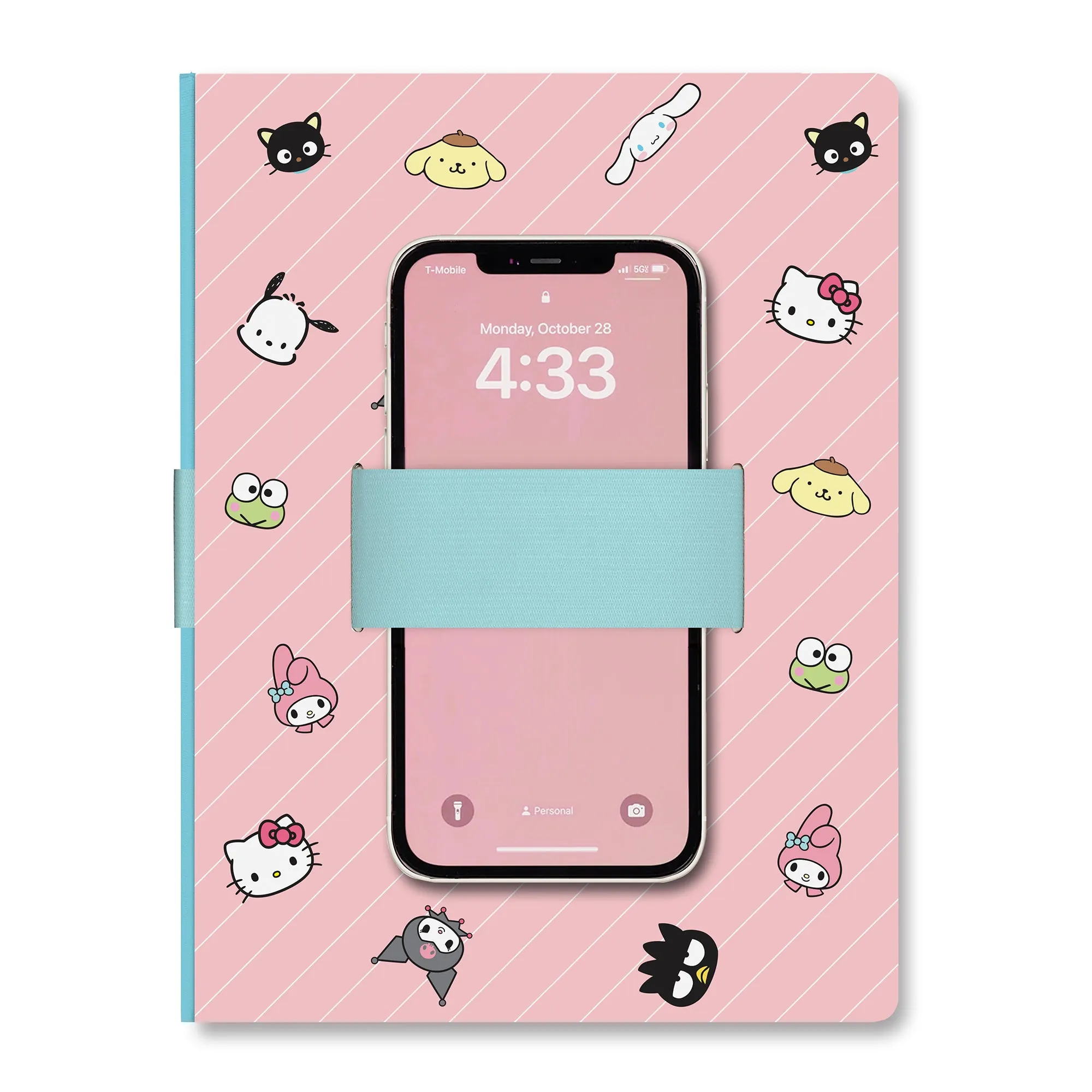 Hello Kitty and Friends x Studio Oh! Pink Pinstripe Casey Notebook with Phone Loop SANRIO