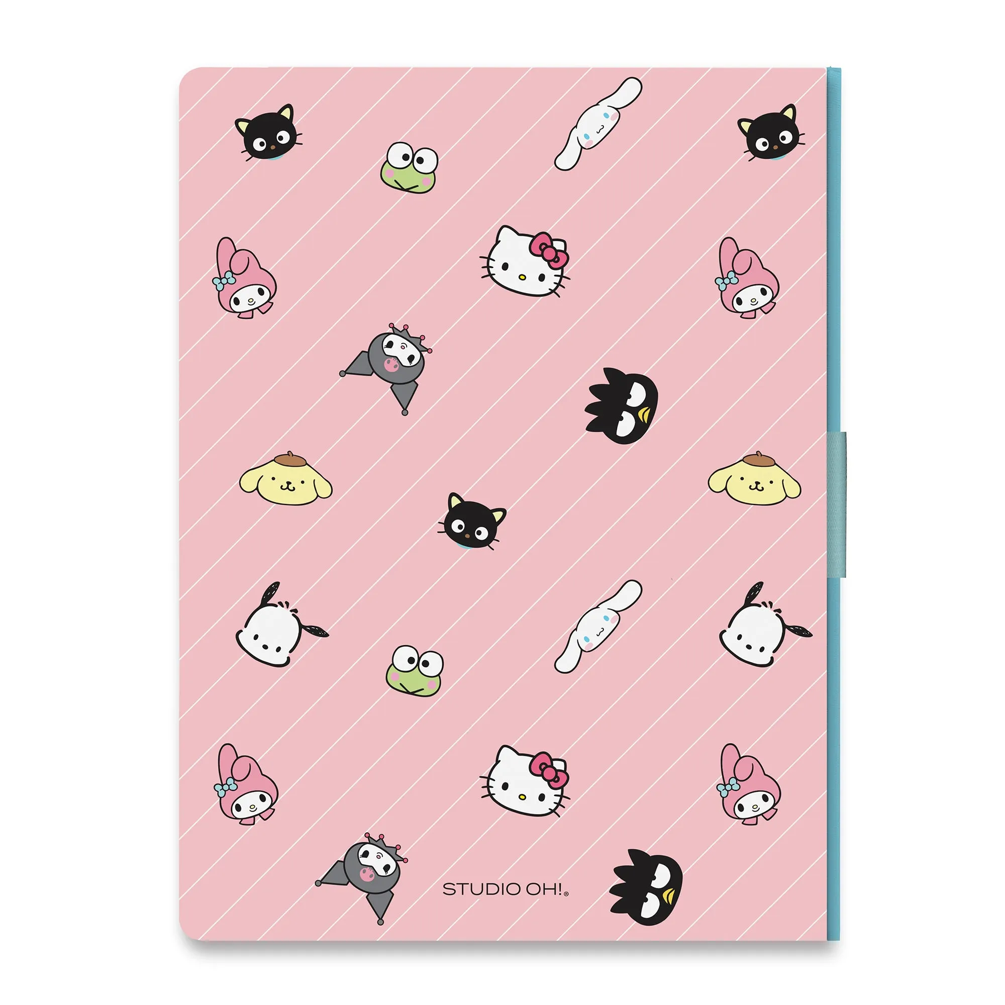 Hello Kitty and Friends x Studio Oh! Pink Pinstripe Casey Notebook with Phone Loop SANRIO