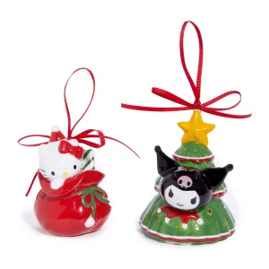 Hello Kitty and Kuromi 2-pc Holiday Ceramic Ornament Set (Red) SANRIO