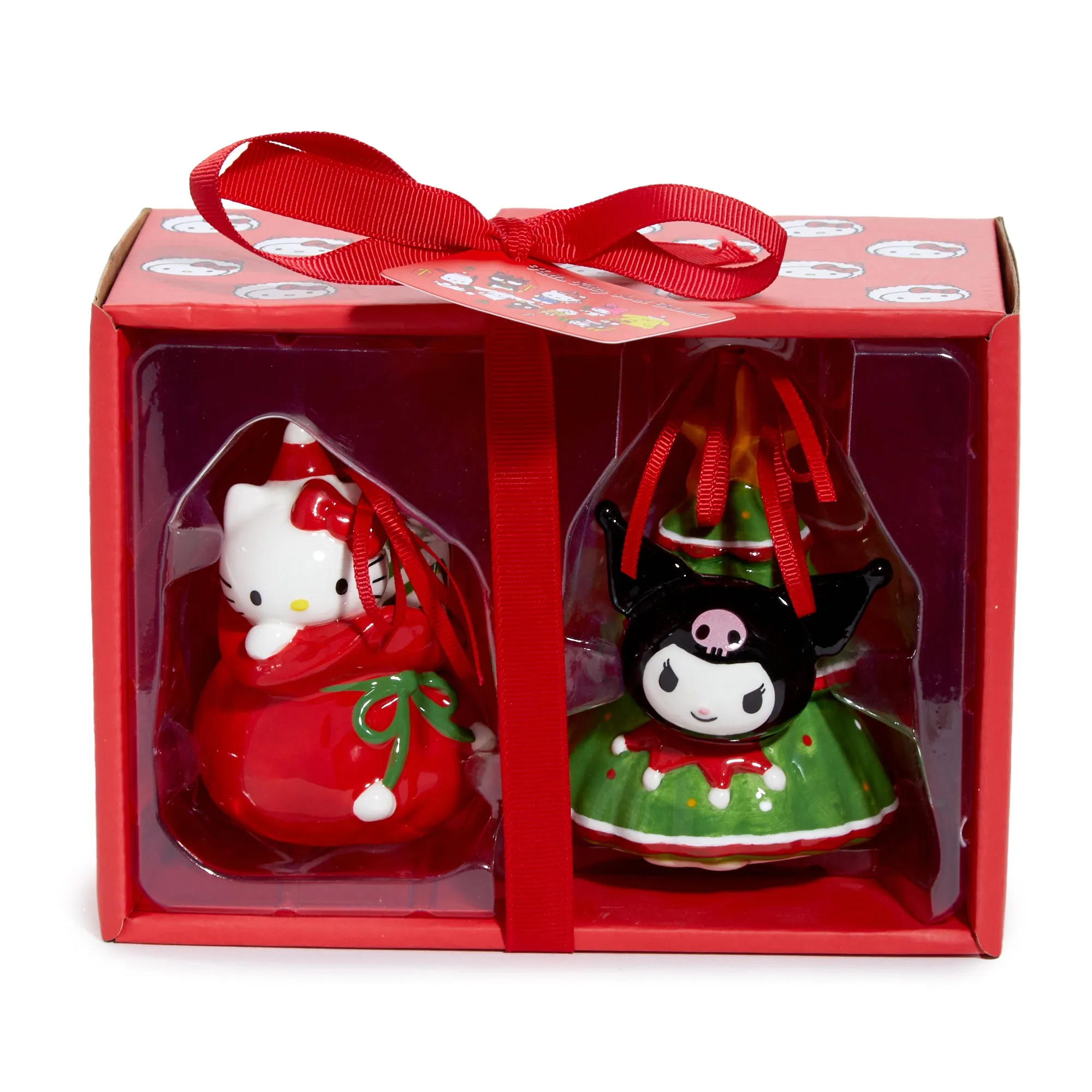 Hello Kitty and Kuromi 2-pc Holiday Ceramic Ornament Set (Red) SANRIO