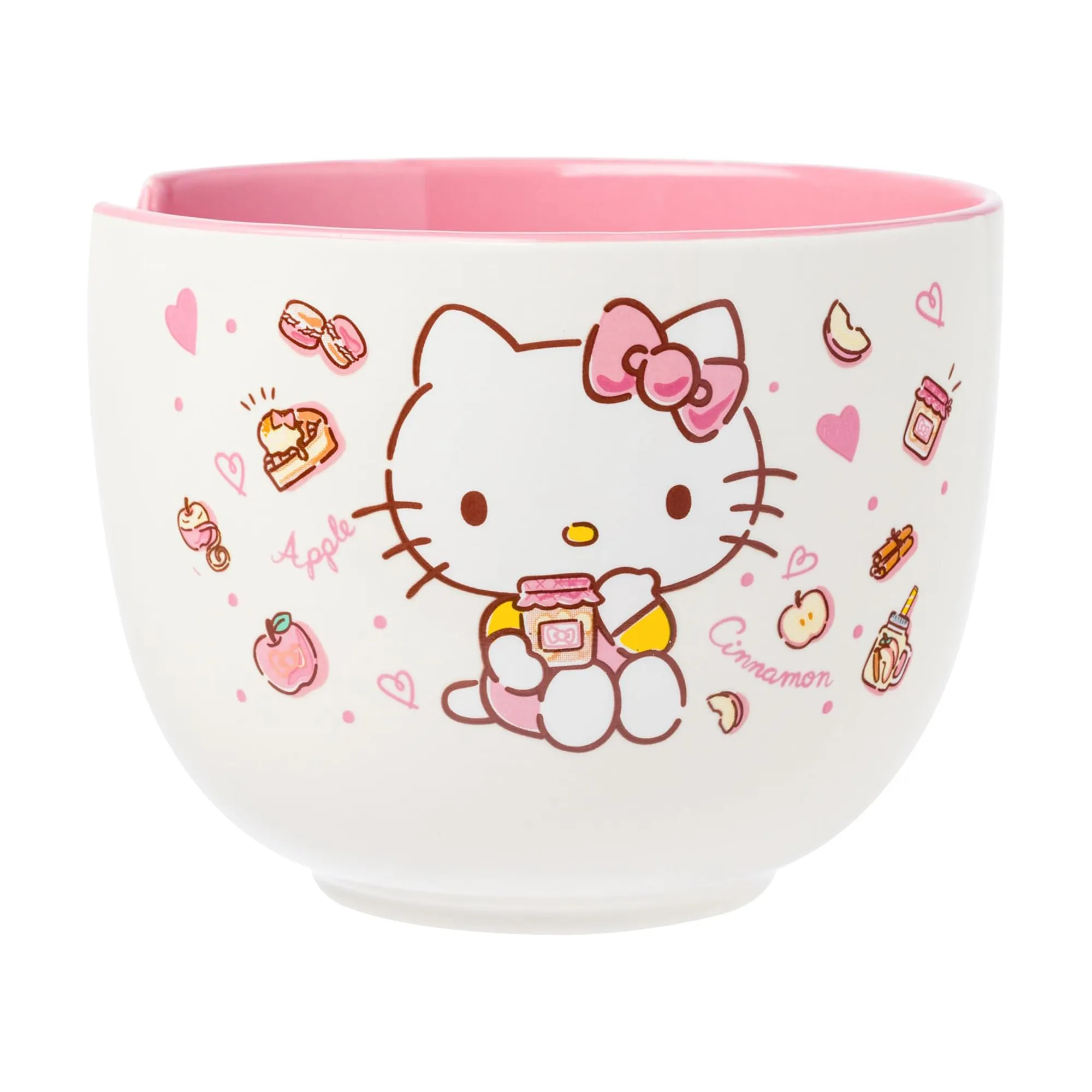 Hello Kitty Ceramic Ramen Bowl and Chopsticks/Spoon Set (Apples and Cinnamon) SANRIO