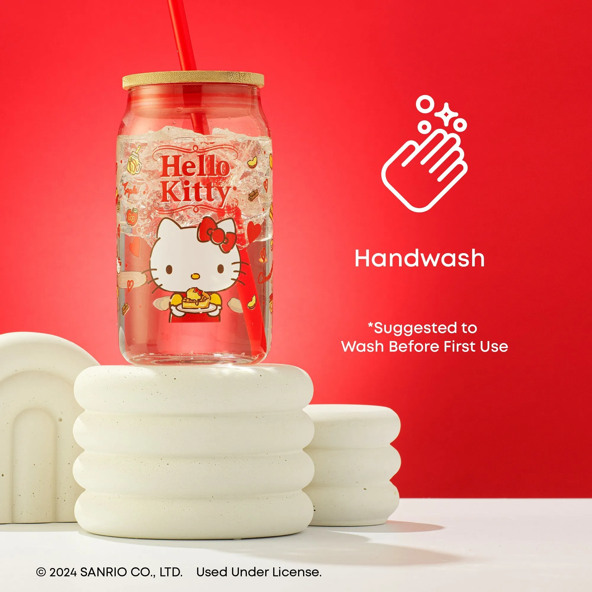 Hello Kitty Favorite Flavor Lidded Glass Tumbler SANRIO