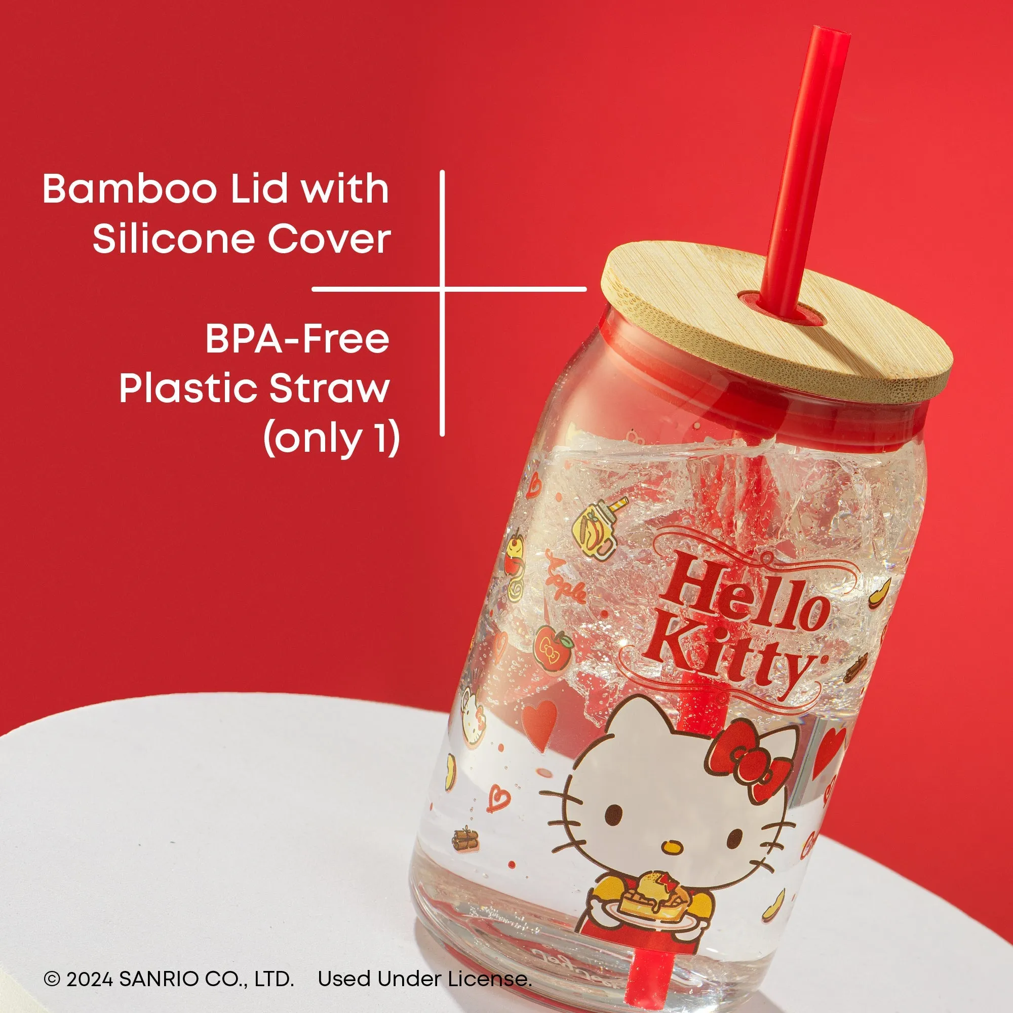 Hello Kitty Favorite Flavor Lidded Glass Tumbler SANRIO