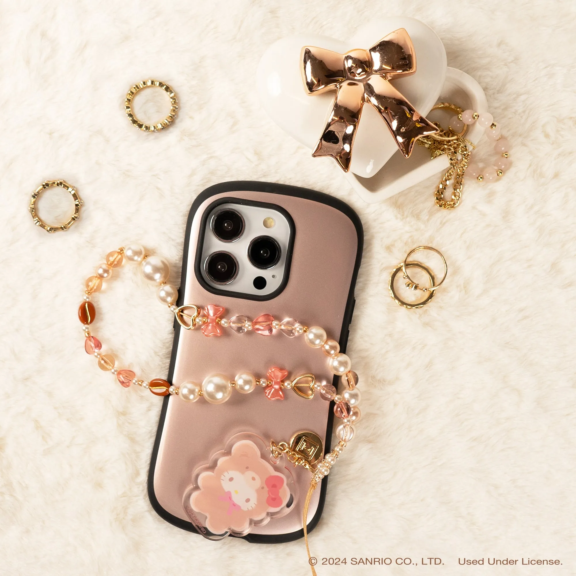 Hello Kitty Latte Bear Beaded Charm Mobile Phone Wrist Strap SANRIO