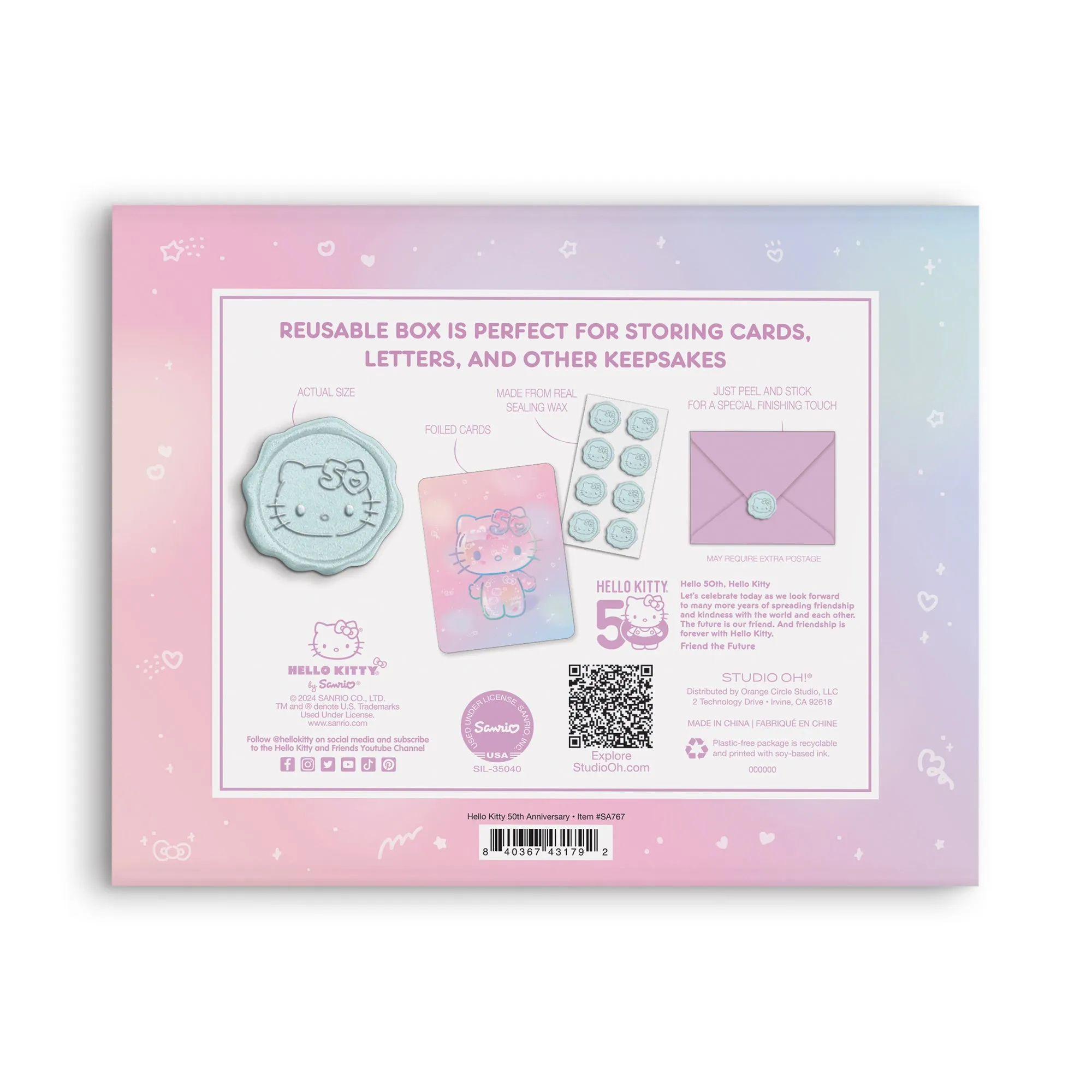 Hello Kitty x Studio Oh! 50th Anniversary 25-Pc Note Cards & Wax Seals Set SANRIO