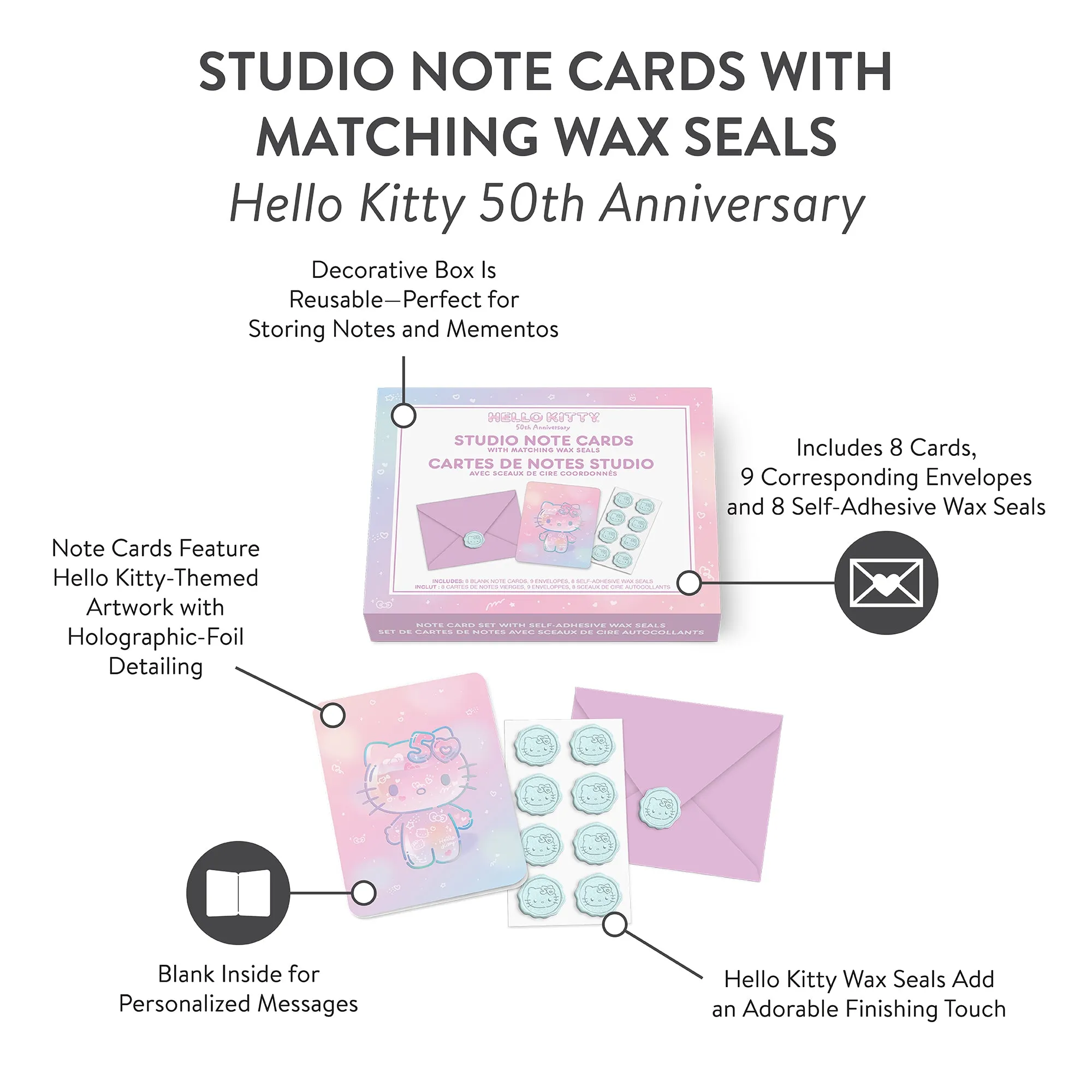 Hello Kitty x Studio Oh! 50th Anniversary 25-Pc Note Cards & Wax Seals Set SANRIO