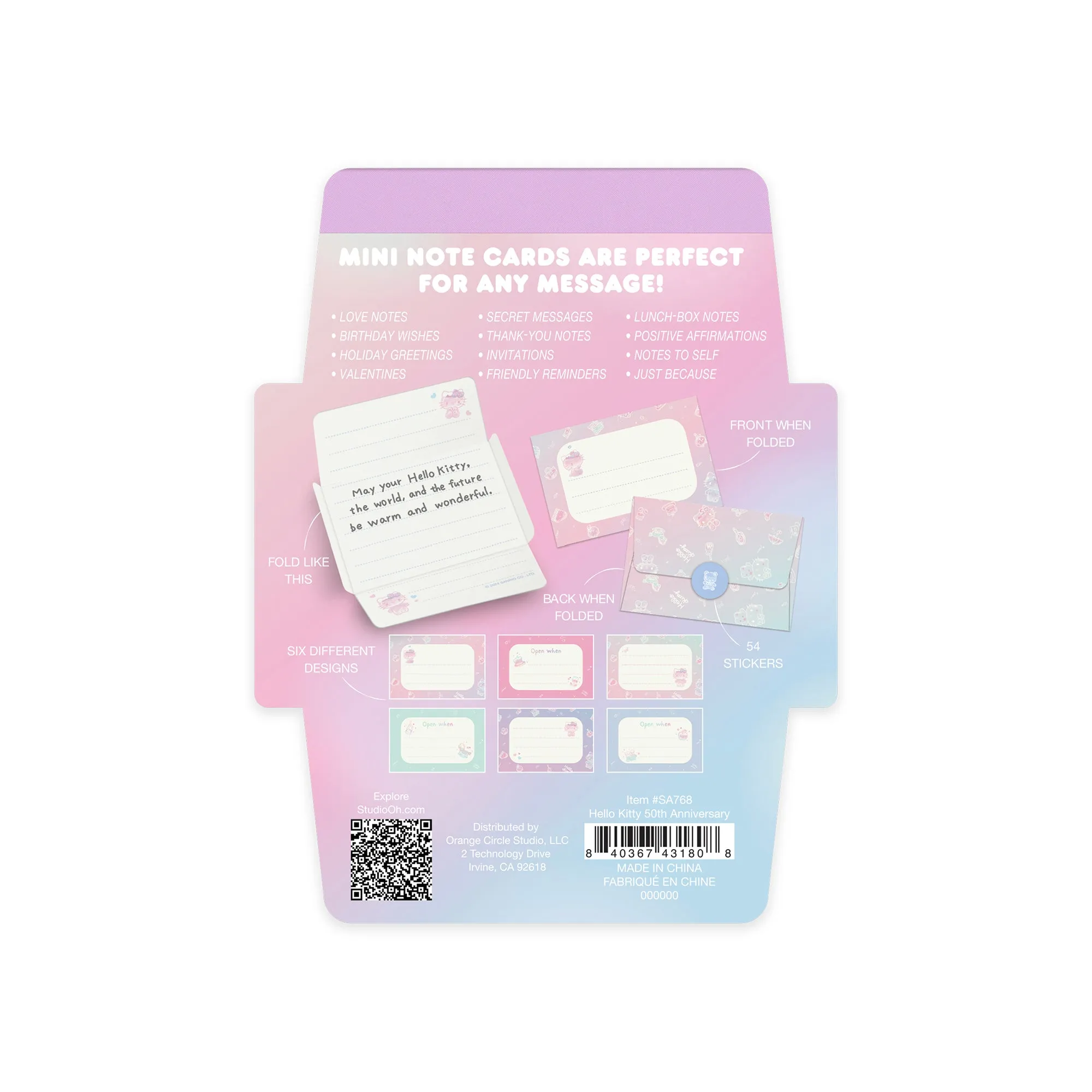 Hello Kitty x Studio Oh! 50th Anniversary Mini Note Cards and Sticker Set SANRIO