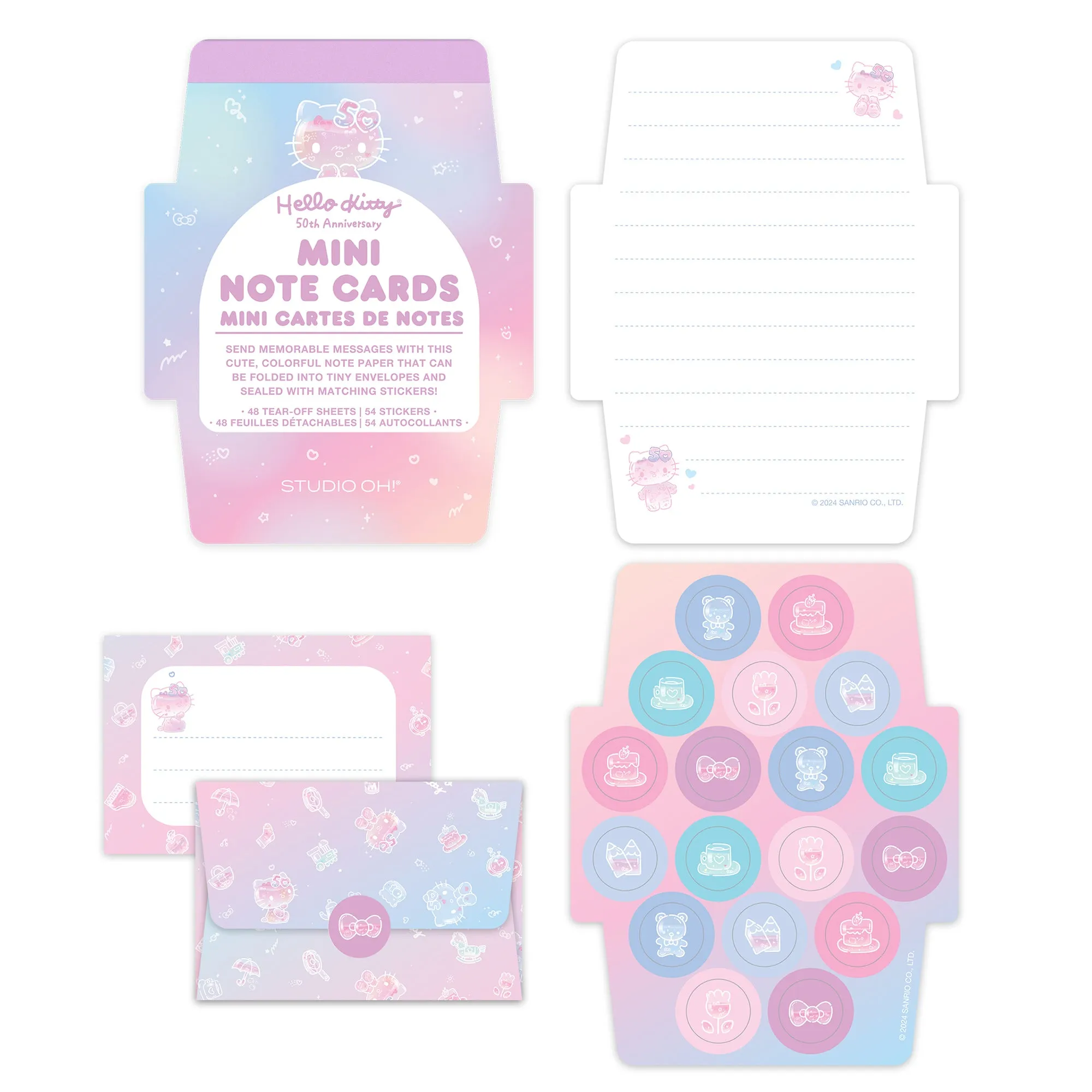 Hello Kitty x Studio Oh! 50th Anniversary Mini Note Cards and Sticker Set SANRIO