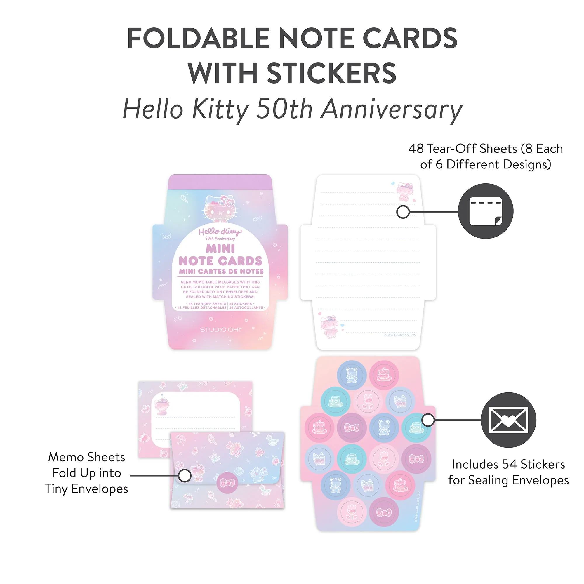 Hello Kitty x Studio Oh! 50th Anniversary Mini Note Cards and Sticker Set SANRIO