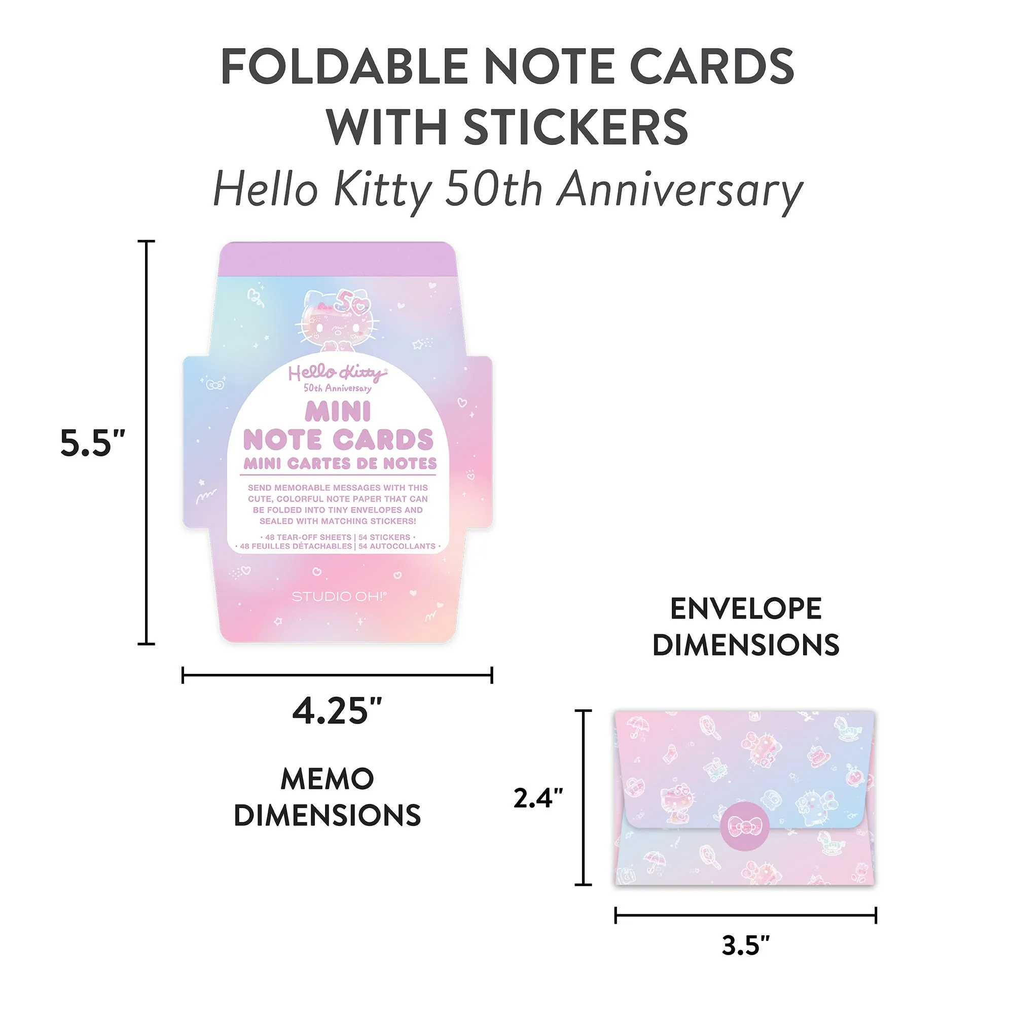 Hello Kitty x Studio Oh! 50th Anniversary Mini Note Cards and Sticker Set SANRIO