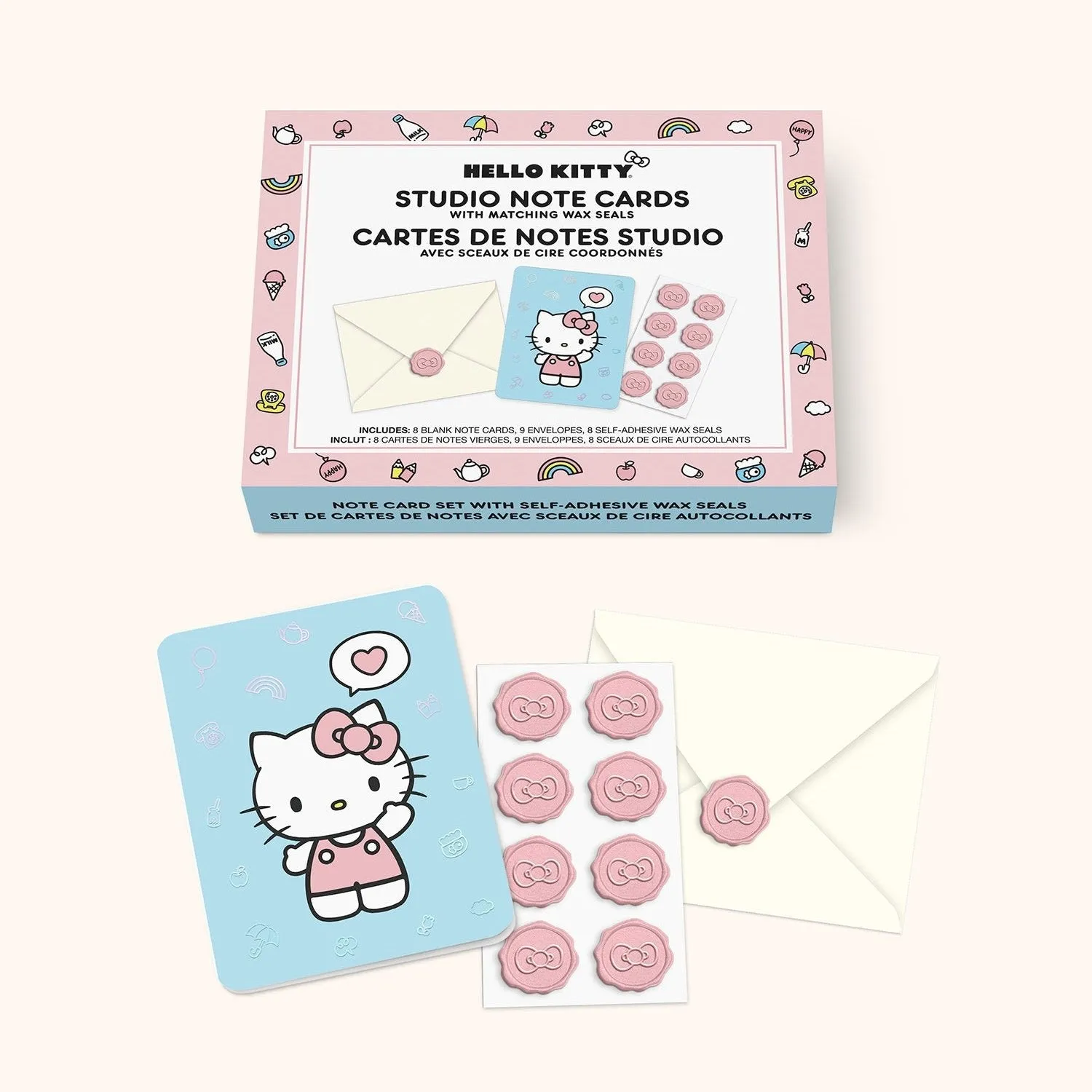 Hello Kitty x Studio Oh! Classic Pink 25-Pc Note Cards & Wax Seals Set SANRIO