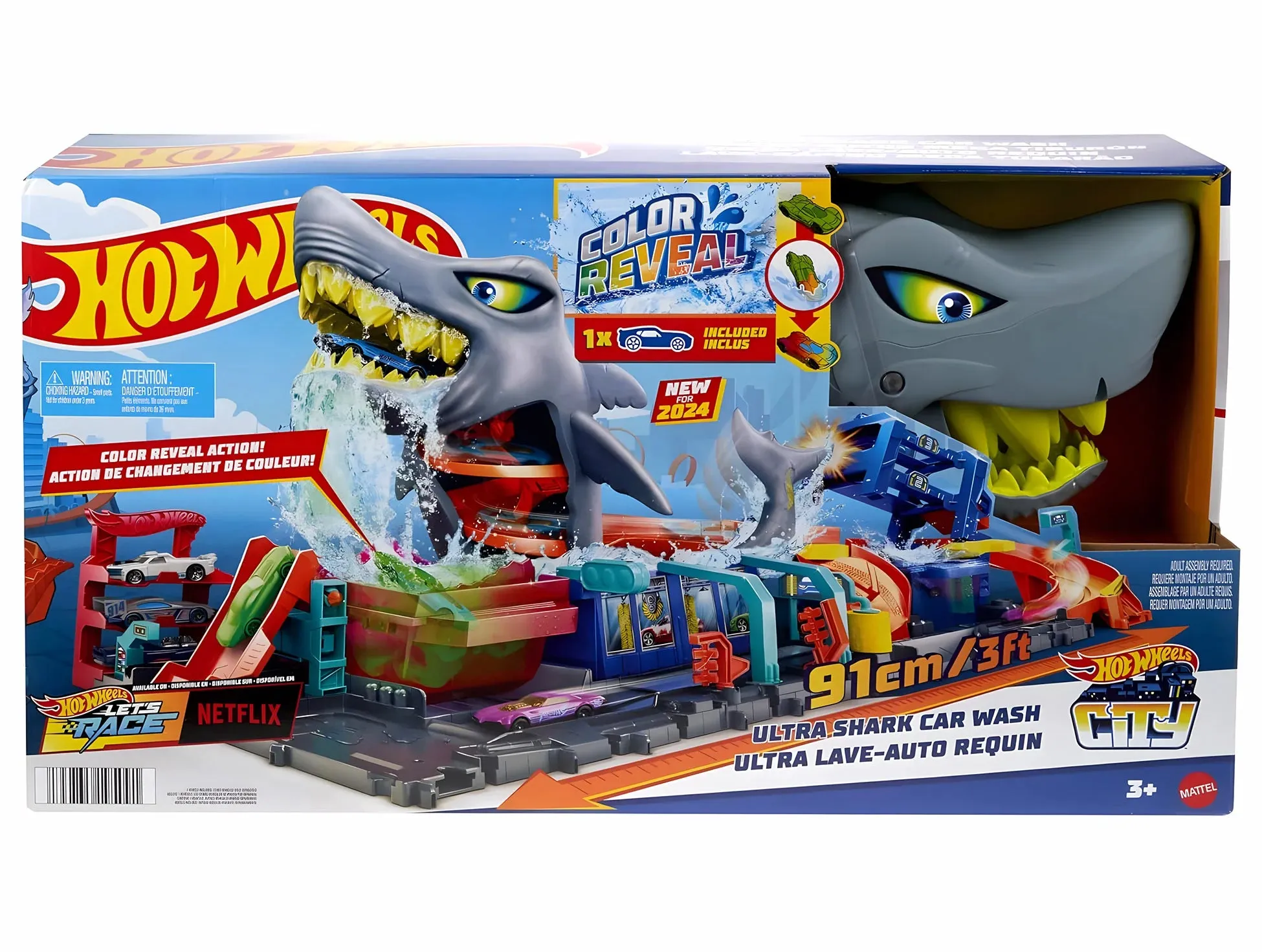 Hot Wheels Let's Race Netflix - City Ultra Shark Car Wash Playset