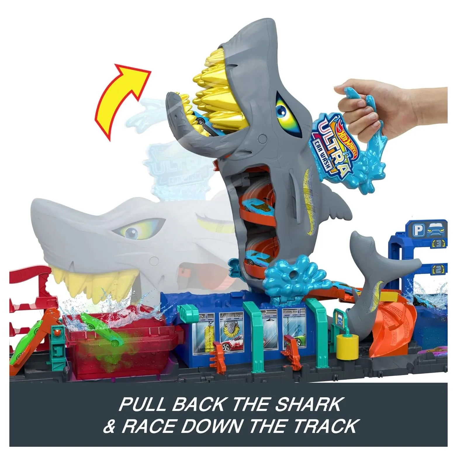 Hot Wheels Let's Race Netflix - City Ultra Shark Car Wash Playset