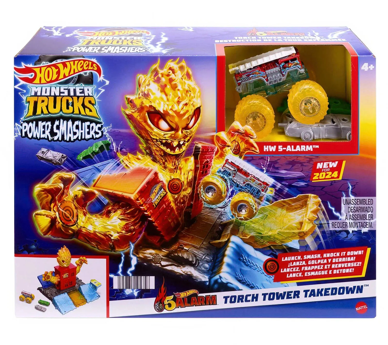 Hot Wheels - Monster Trucks Power Smashers 5 Alarms Tower Playset
