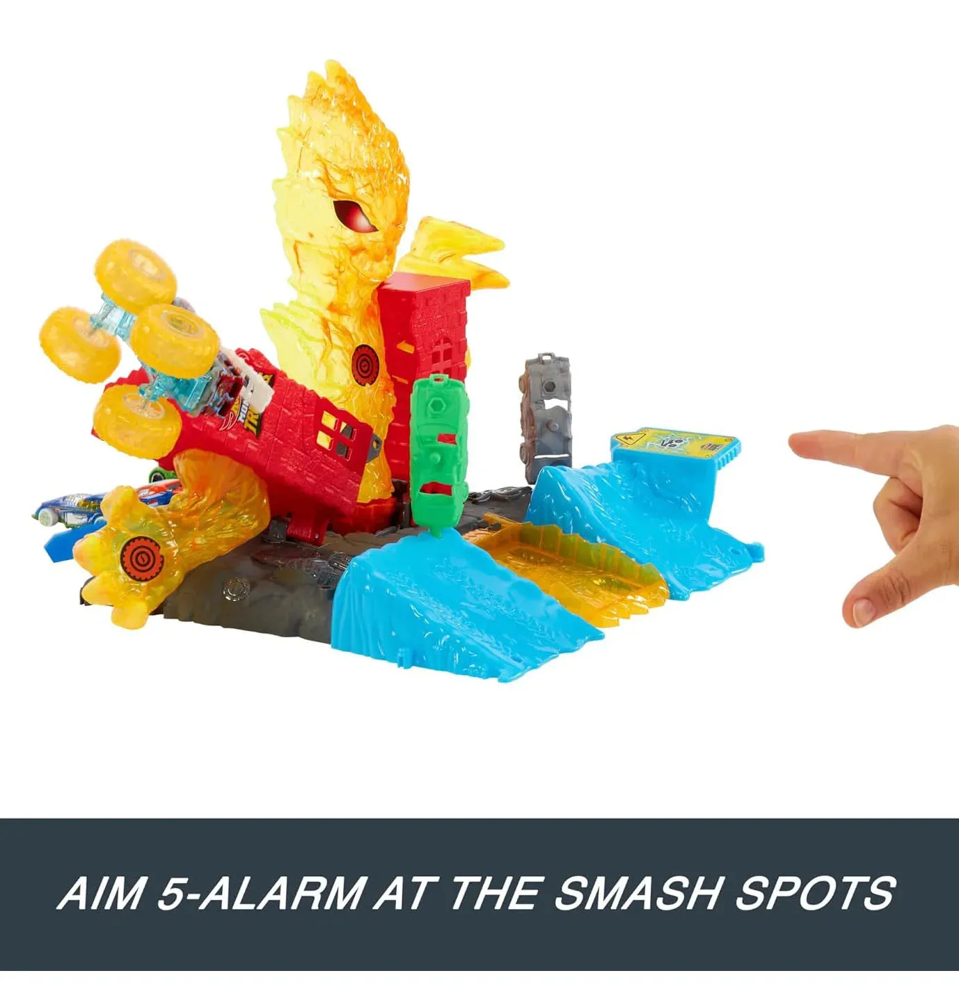 Hot Wheels - Monster Trucks Power Smashers 5 Alarms Tower Playset