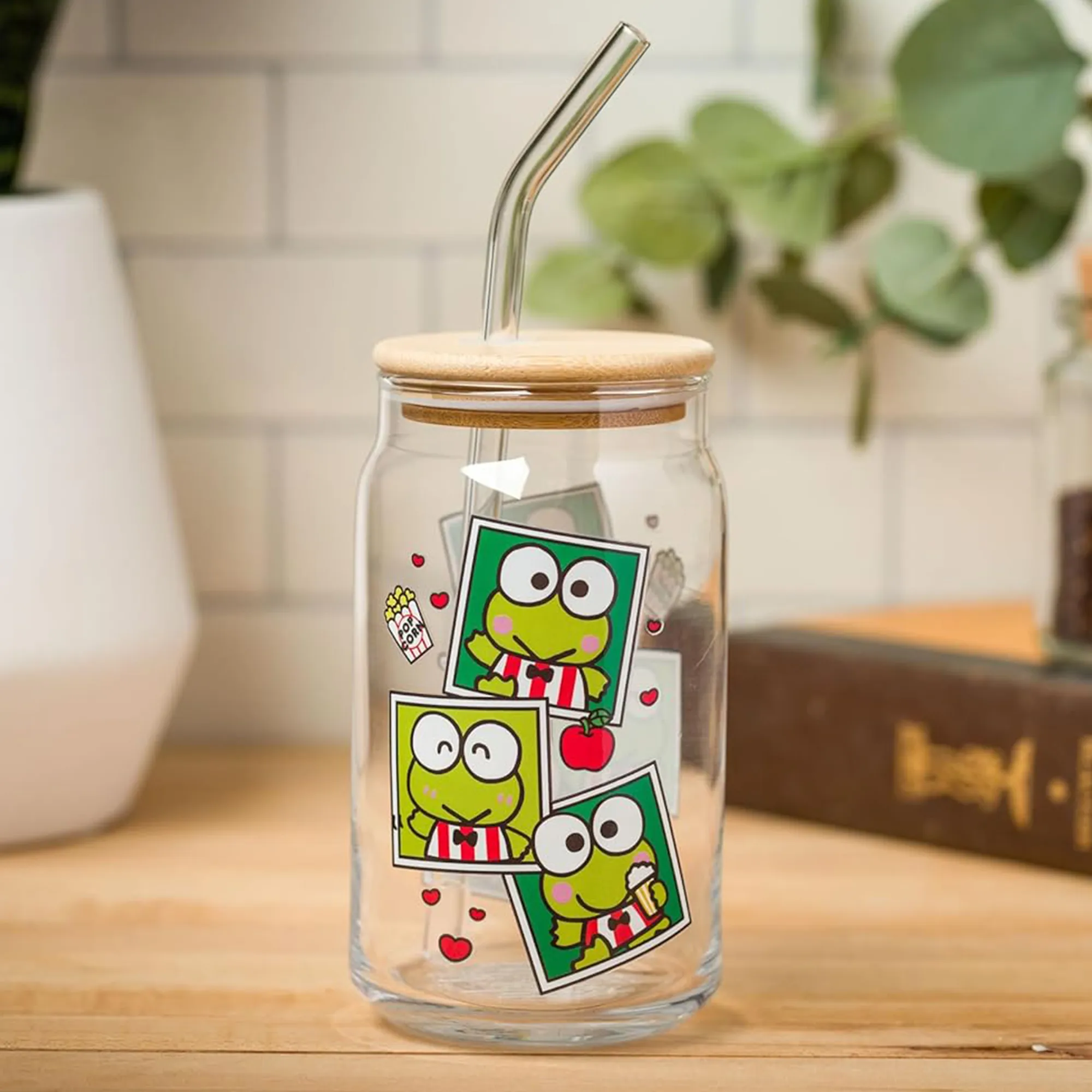 Keroppi Snacks Bamboo Lidded Glass Tumbler SANRIO