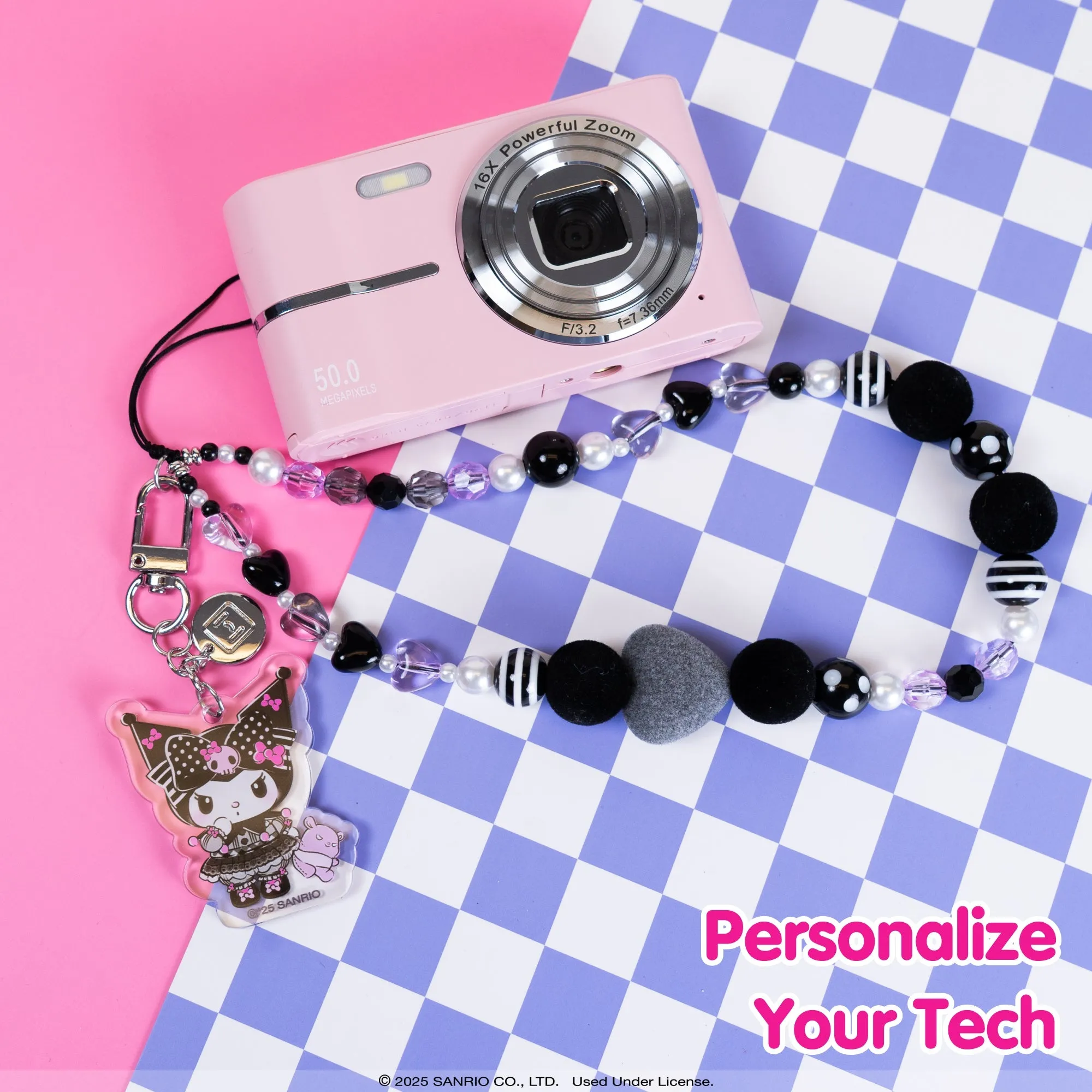 Kuromi 20th Anniversary Beaded Charm Mobile Phone Wrist Strap SANRIO