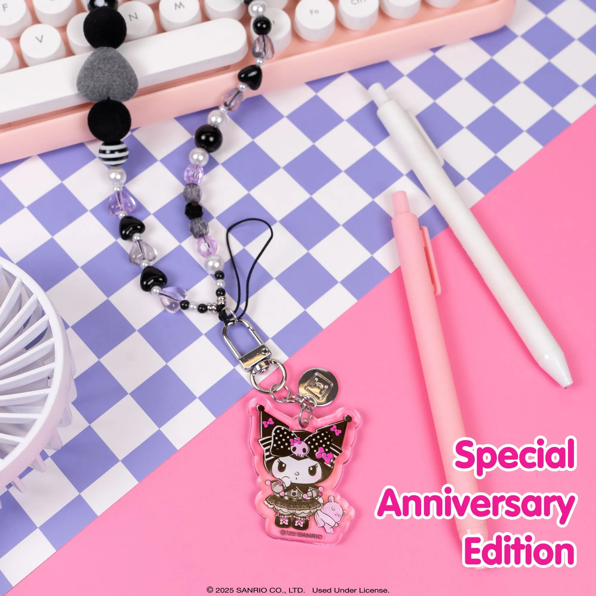 Kuromi 20th Anniversary Beaded Charm Mobile Phone Wrist Strap SANRIO
