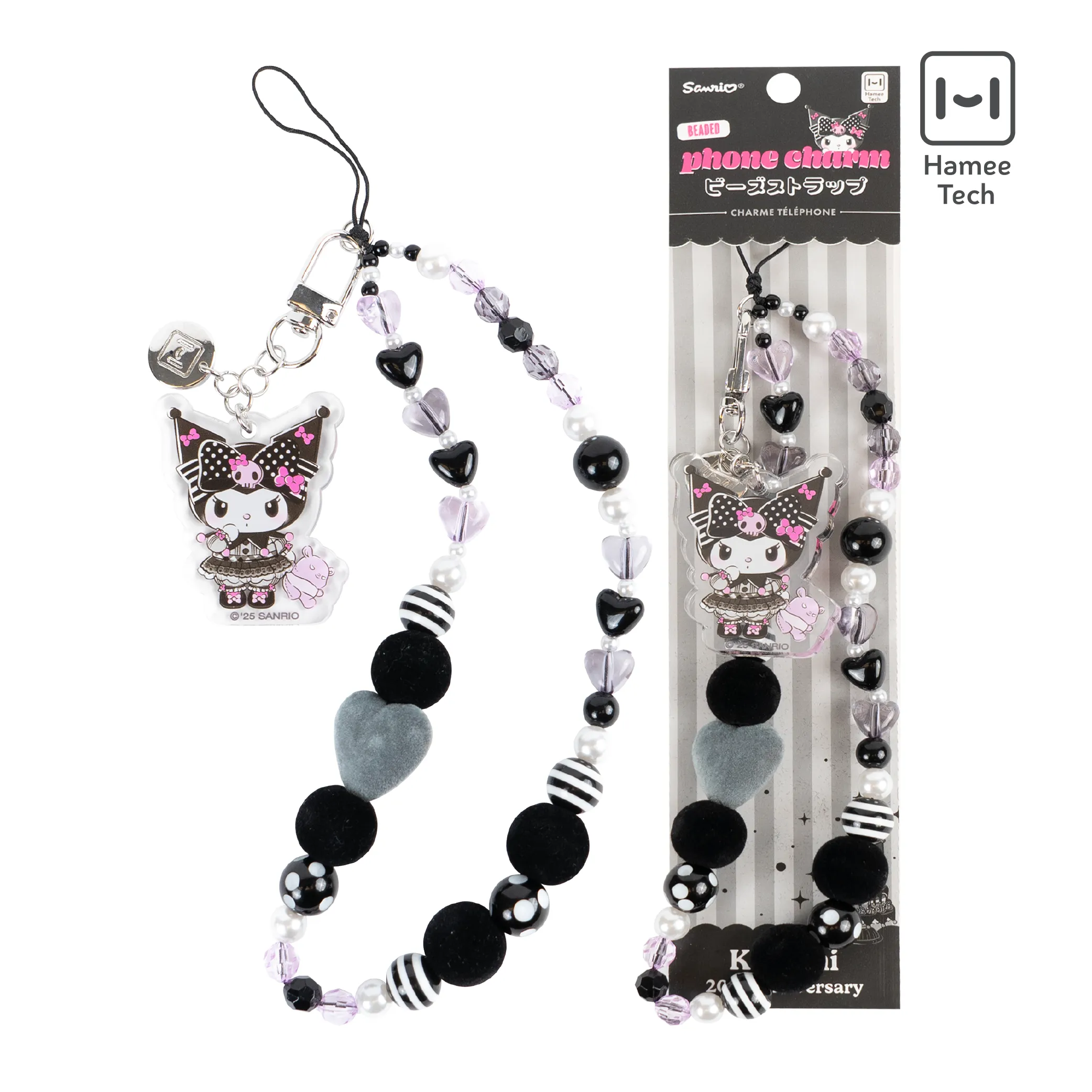 Kuromi 20th Anniversary Beaded Charm Mobile Phone Wrist Strap SANRIO