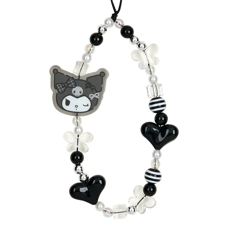 Kuromi Smartphone Charm Set (Silver Houndstooth Series) SANRIO
