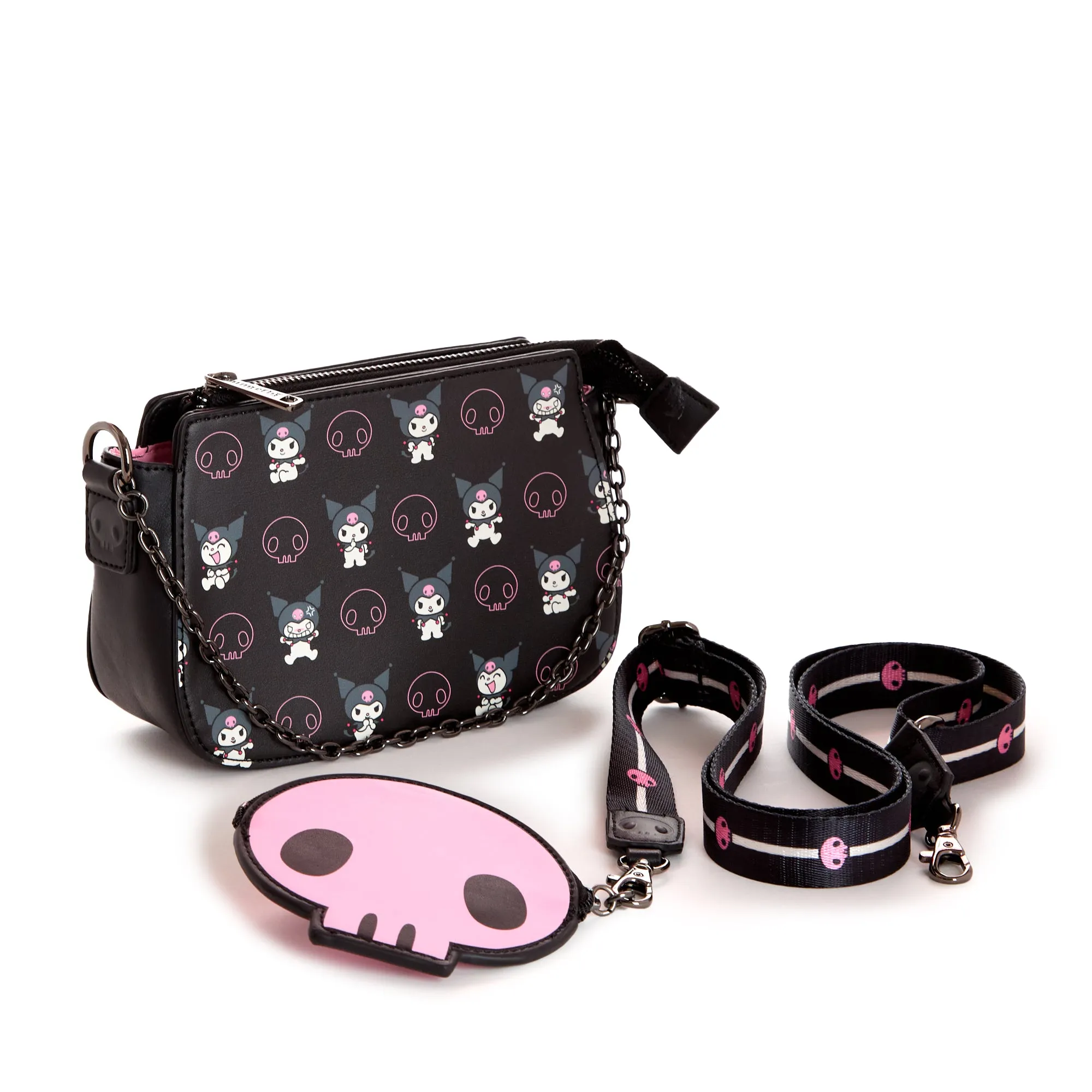 Kuromi x Loungefly Skully Convertible Crossbody Bag With Coin Purse SANRIO