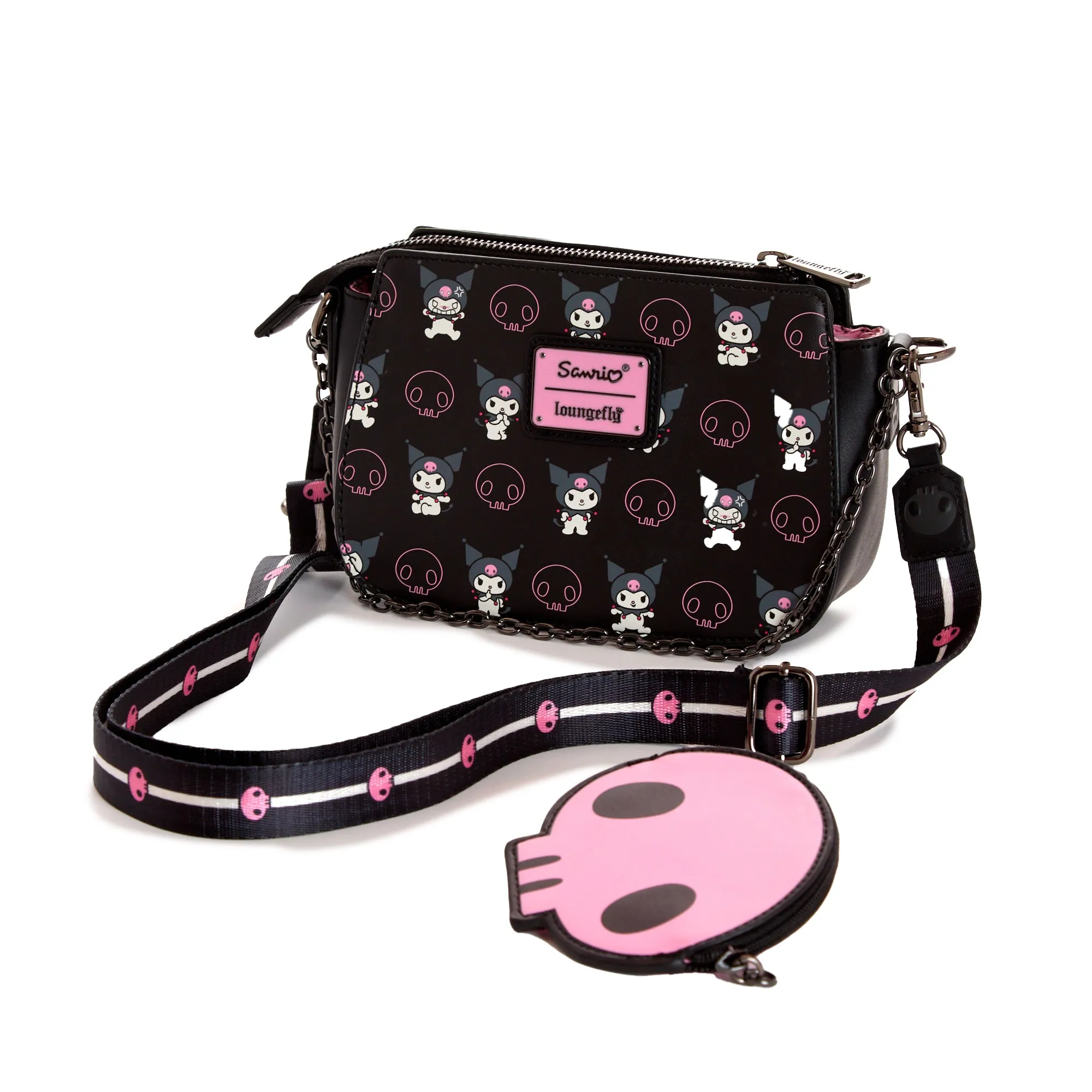 Kuromi x Loungefly Skully Convertible Crossbody Bag With Coin Purse SANRIO