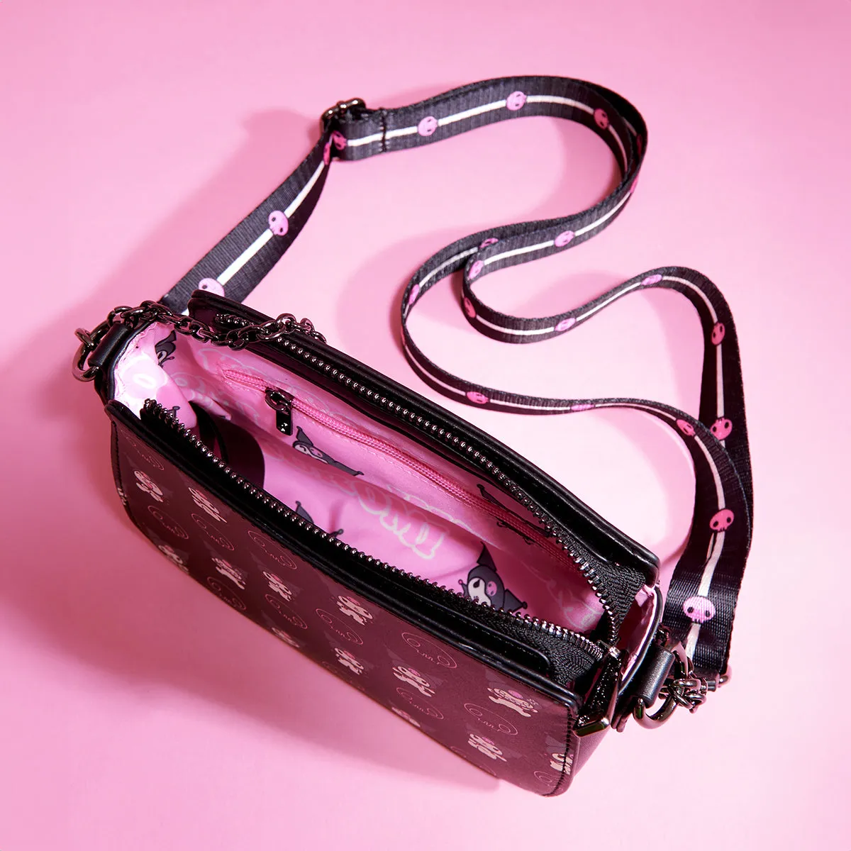 Kuromi x Loungefly Skully Convertible Crossbody Bag With Coin Purse SANRIO
