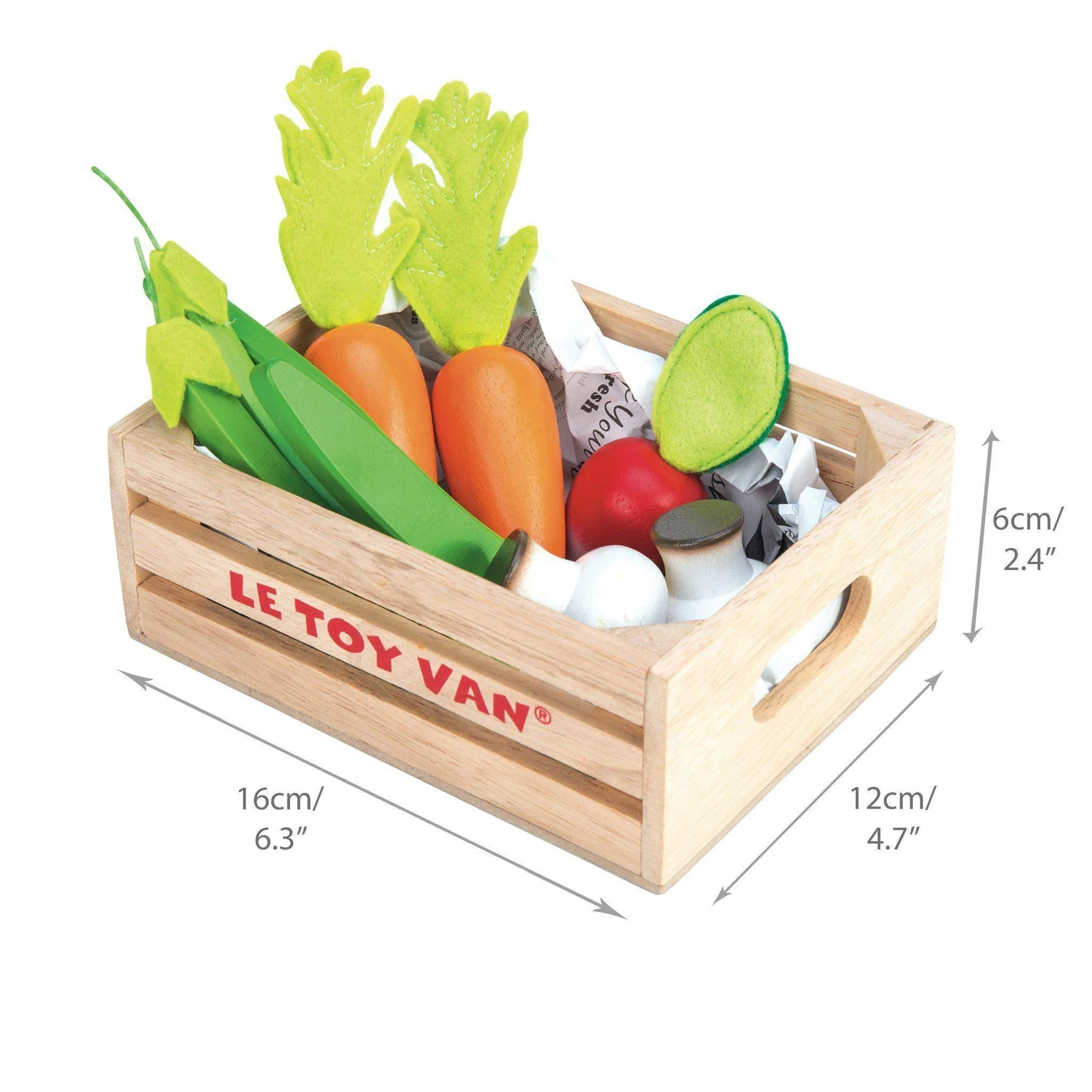 Le Toy Van - Wooden Honeybee Market Vegetables '5 a Day' Crate